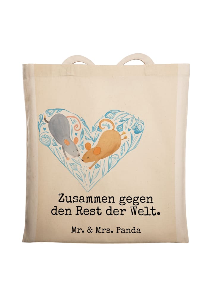 Tasche Hochzeit Mäuse Herz Design mit Spruch in Weiß