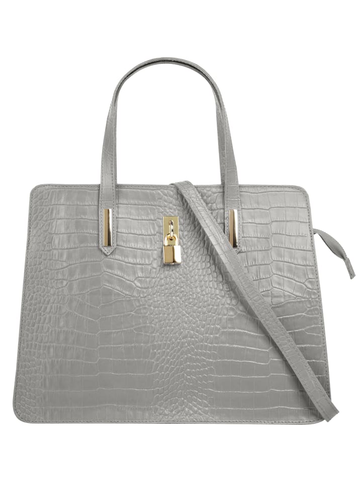 Handtasche echt Leder in grau
