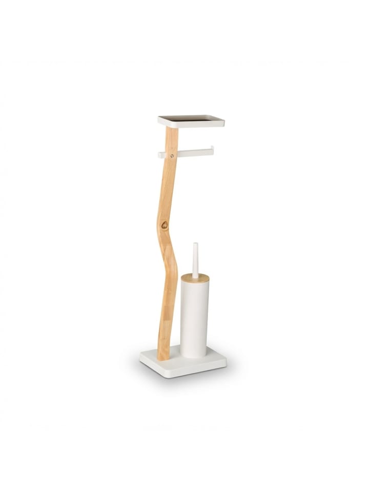 WC Garnitur in Weiß/ Natur - (B)23 x (H)80,5 x (T)18 cm