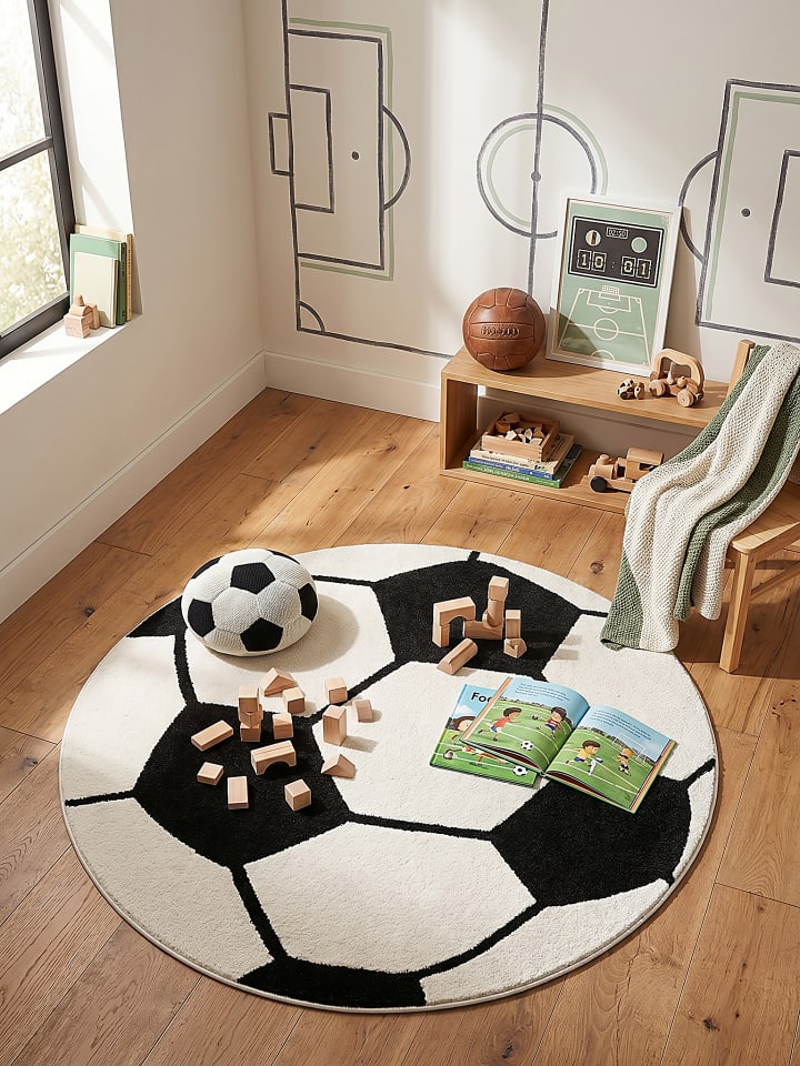 Teppich Kinderzimmer Kinder-Motiv Kinderzimmer pflegeleicht in Schwarz-Weiß