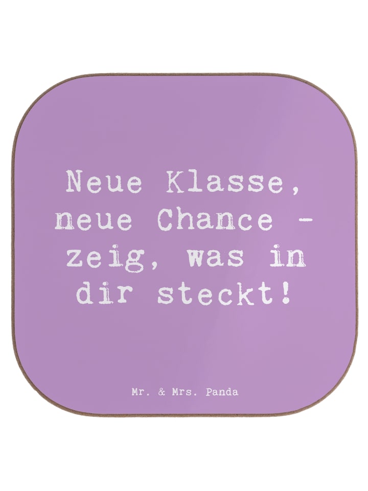 Coaster Spruch Erster Schultag Neue Klasse mit ... in Lavendeltraum