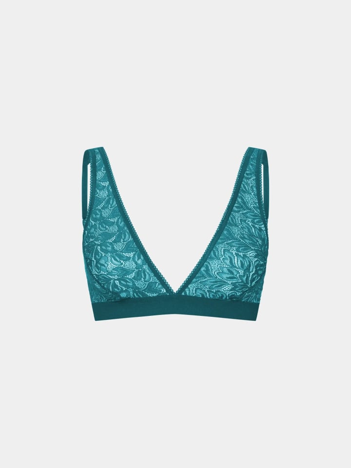 ICONIC LACE PLUNGE BH in tiefseeblau