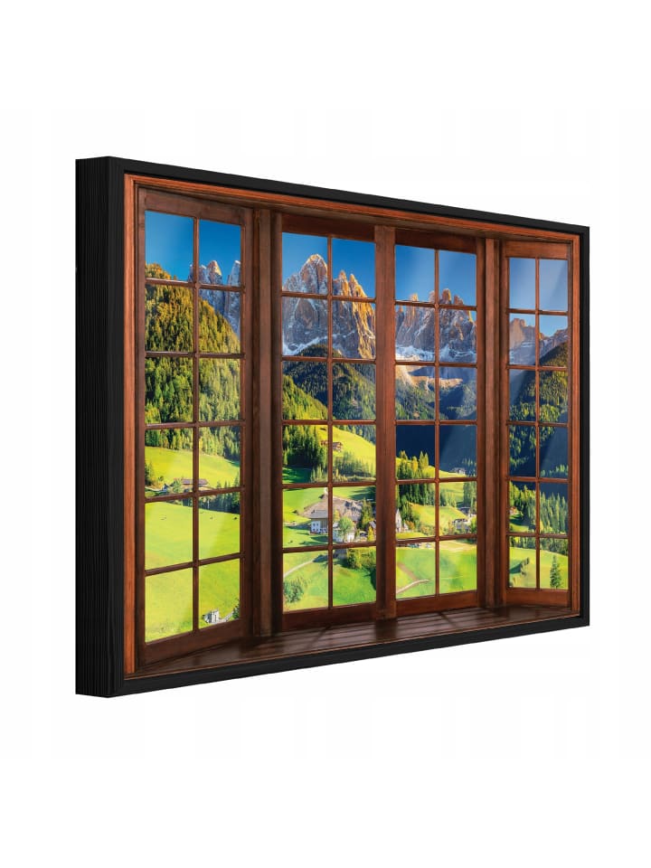 Bild mit Rahmen 3D-Fenster in Grün