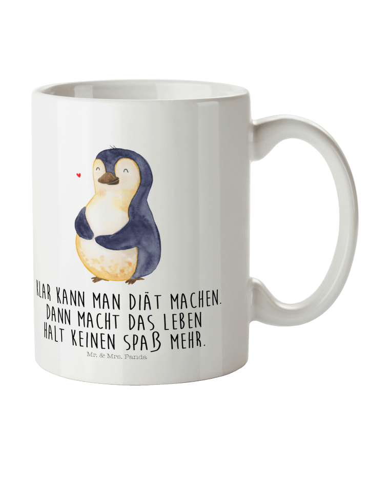 Tasse Pinguin Diät mit Spruch in Weiß