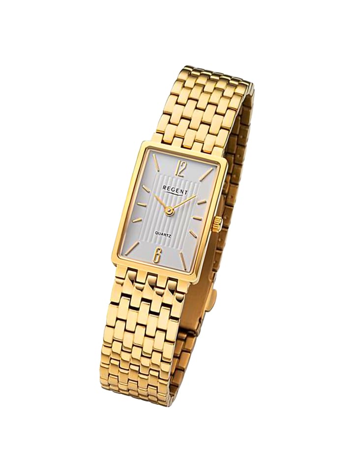 Analog-Armbanduhr Regent Metallarmband gold extra groß (ca. 20x29mm)
