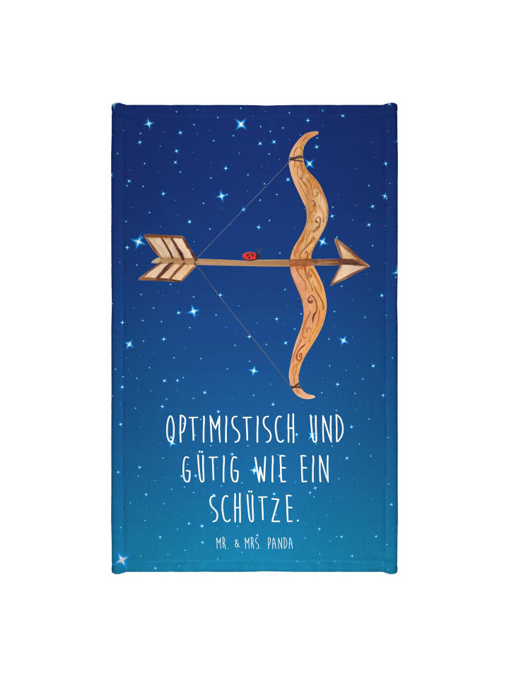 Handtuch Sternzeichen Schütze mit Spruch in Sternenhimmel Blau