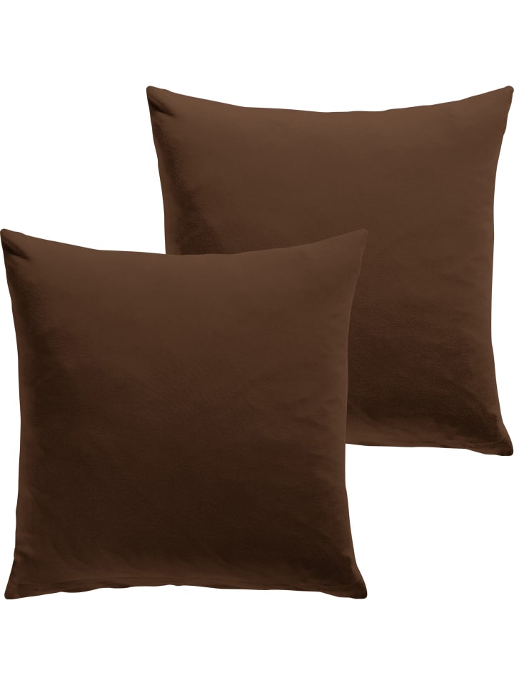 Single-Jersey Kuschelkissenbezug 2er-Pack San Francisco in dunkelbraun