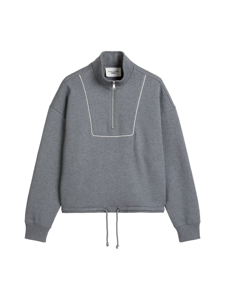 Half-Zip-Sweatshirt relaxed in Asphalt Melange