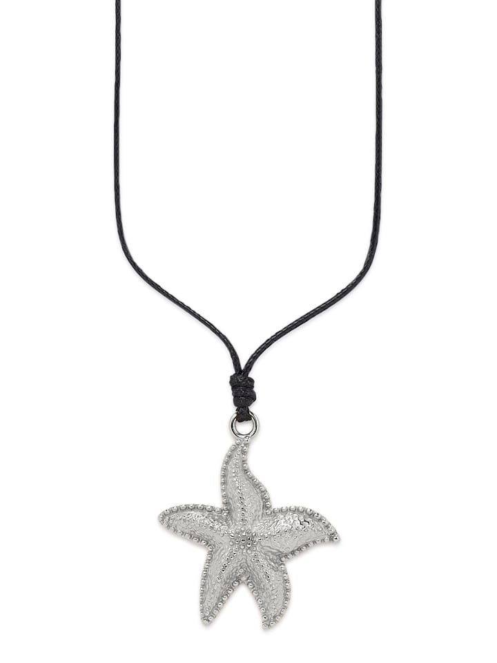 Kette mit Anhänger in edelstahlfarben-schwarz