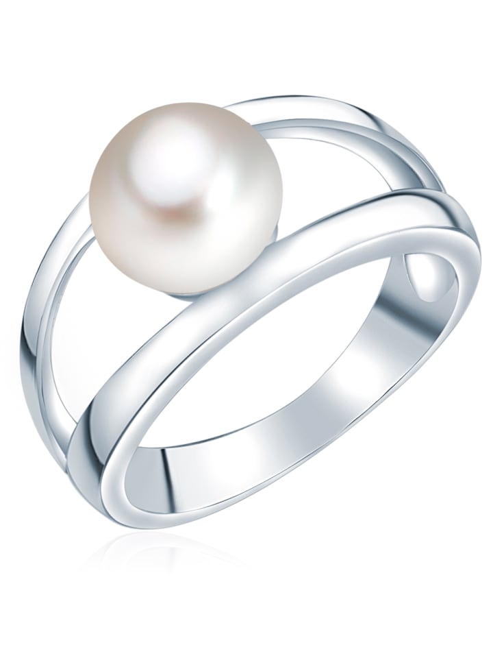 Perlen-Ring aus Sterling Silber mit Süßwasser-Zuchtperle in silber