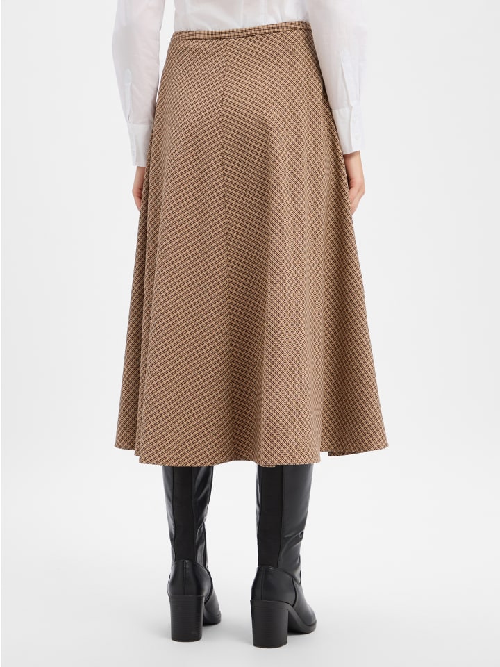 Midirock in beige braun