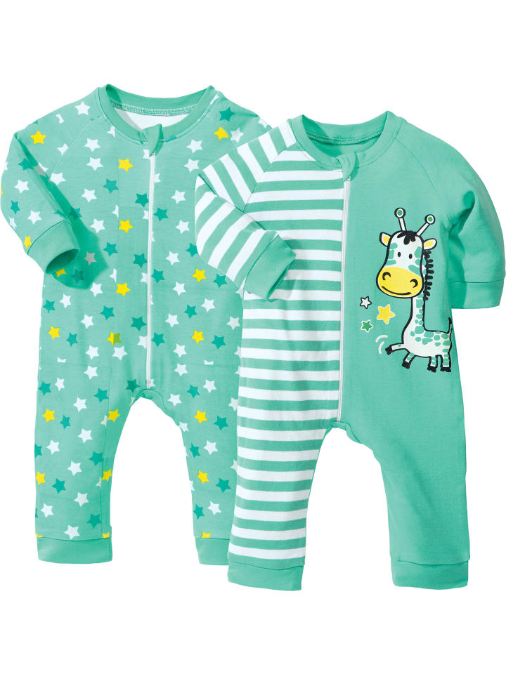 Interlock-Jersey Baby-Schlafanzug 2er-Pack in mint