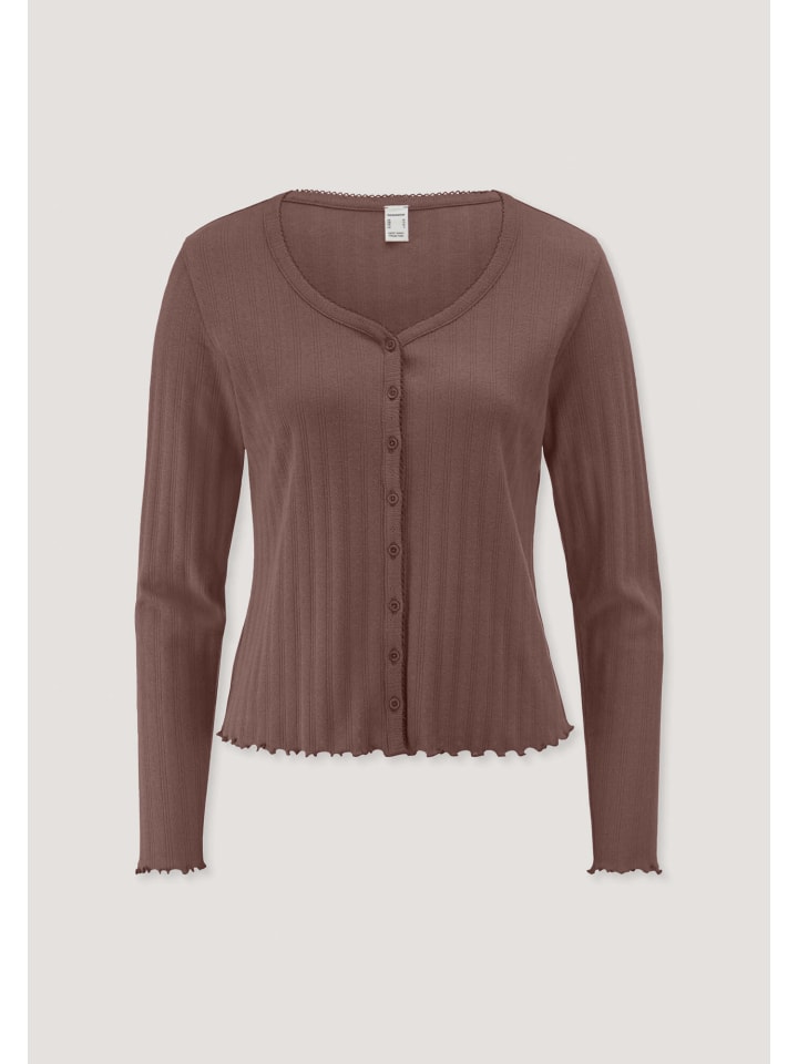 Hessnatur Pointelle Cardigan PURE COTTON aus reiner Bio-Baumwolle in rosébraun