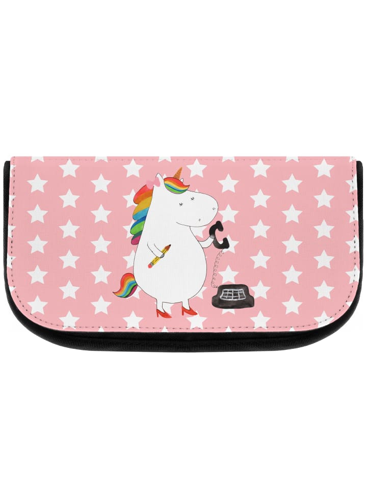 Schminktasche Einhorn Sekretärin ohne Spruch in Rot Pastell