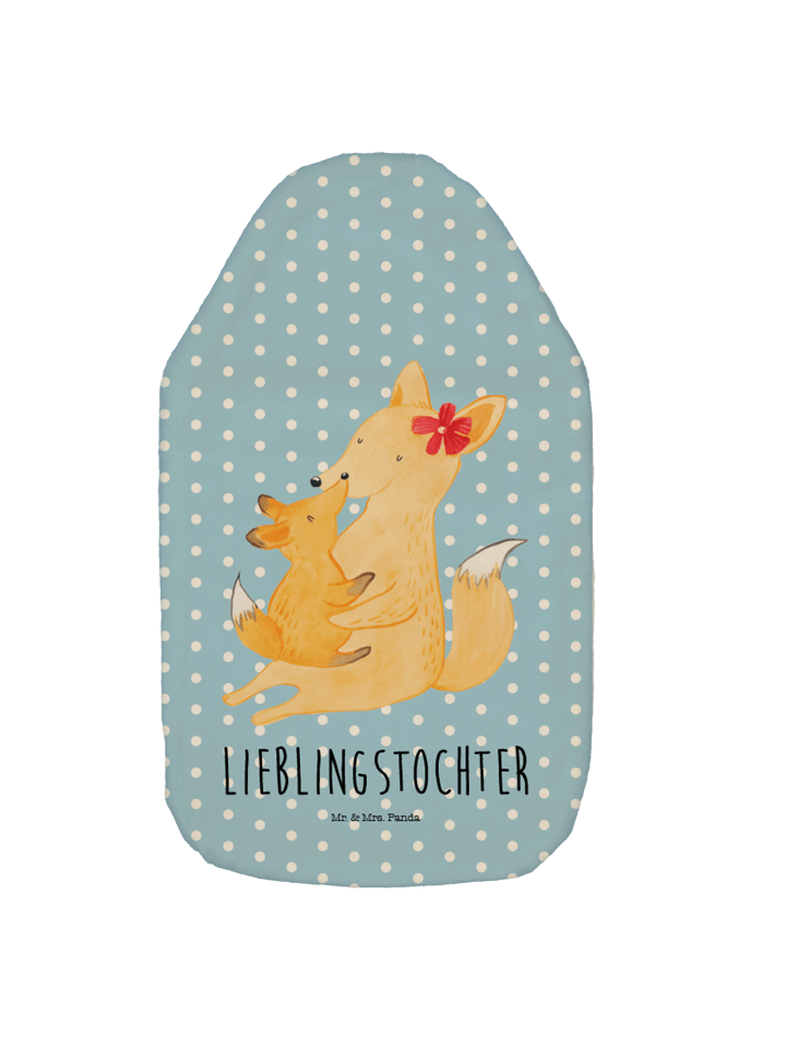 Wärmflasche Fuchs Mama mit Spruch in Blau Pastell