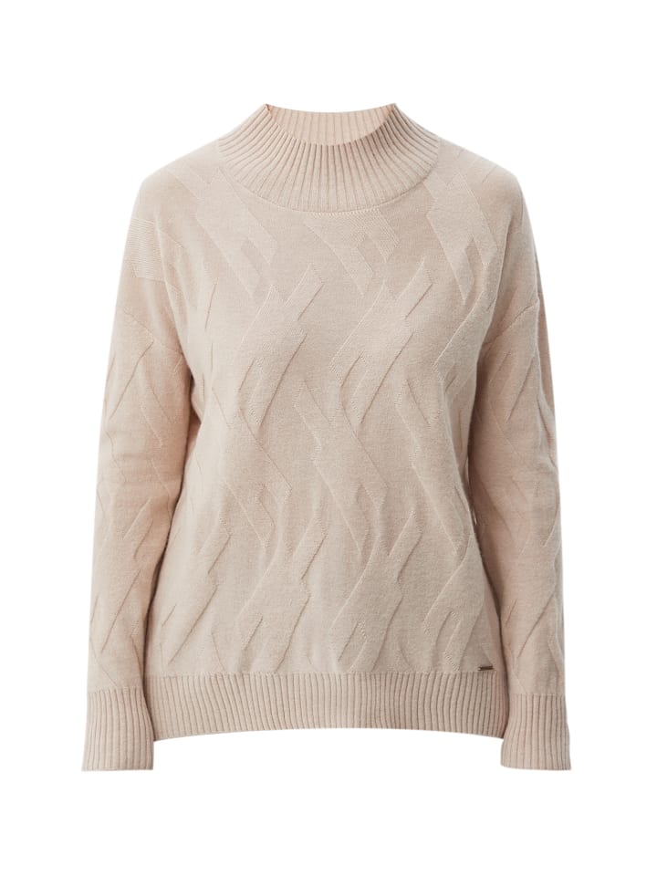 Langarmpullover Rippstrick in beige