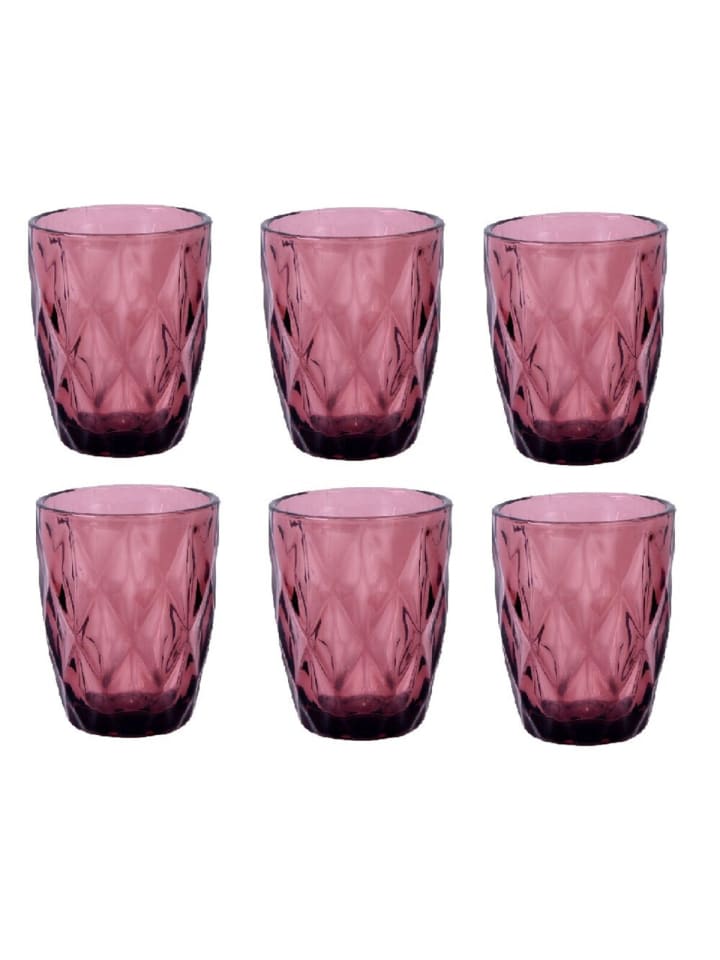 6er Wasserglas Set – Niedrige Diamond Gläser mit 260 ml in Beere