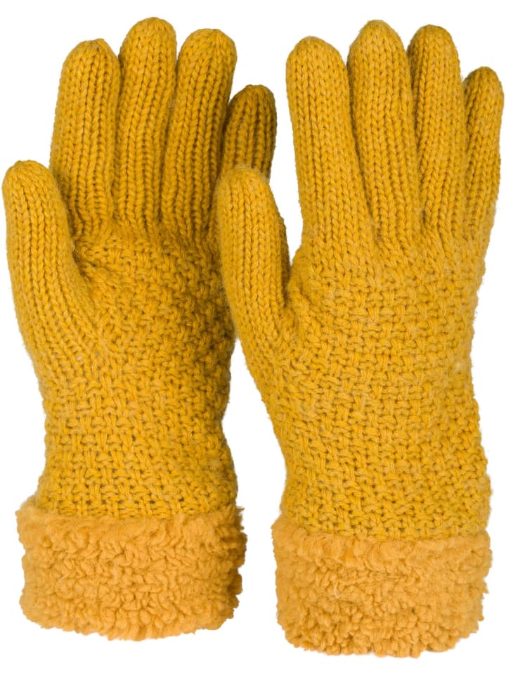 Strickhandschuhe in Curry