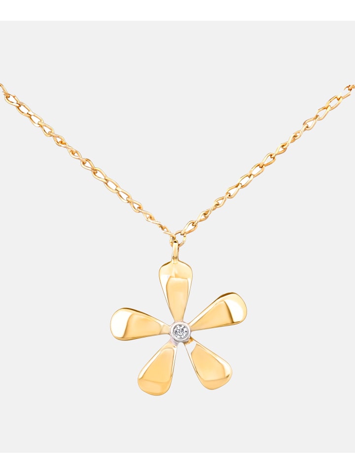Halskette aus 375 Gelbgold mit Diamant Blumen-Design