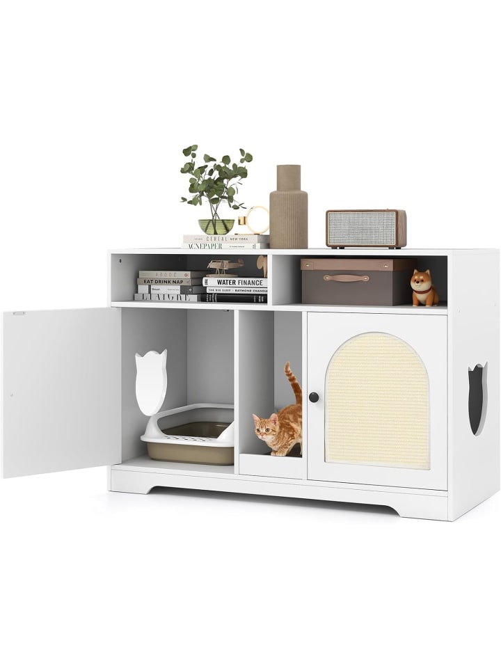 Katzentoilette Katzenschrank für 2 Katzen in Weiß