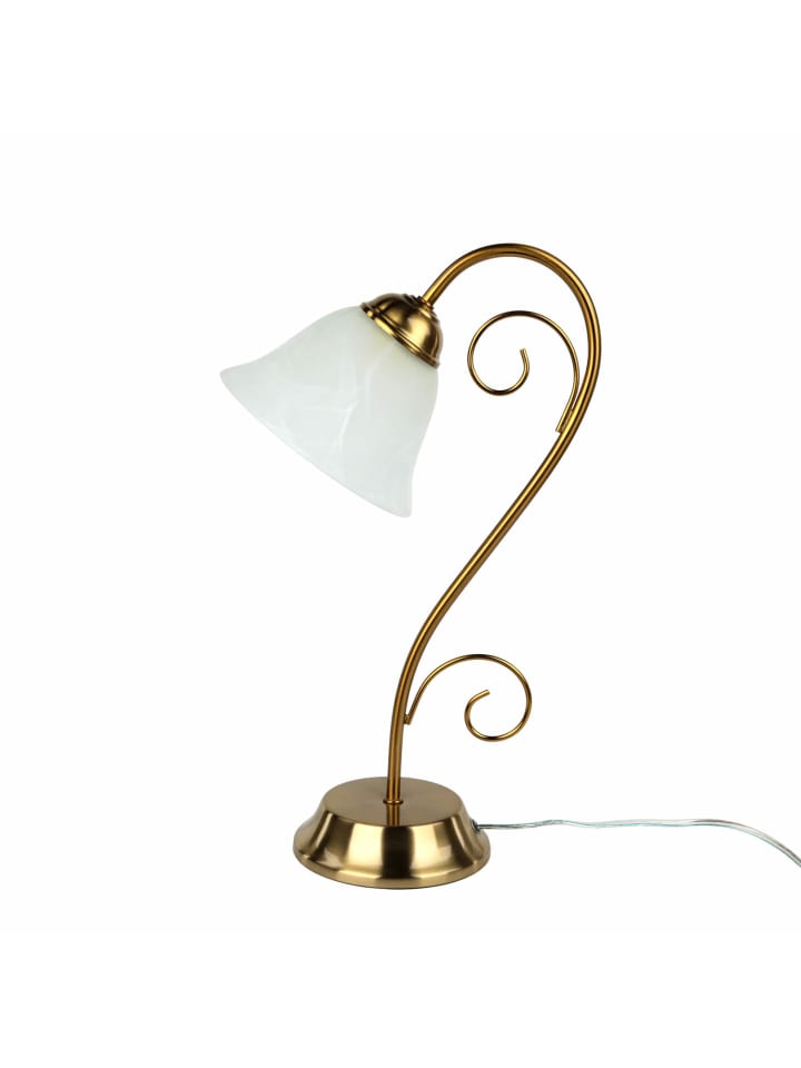 Tischlampe (B)16 x (L)22 x (H)43 cm in Mattes Messing Weiß