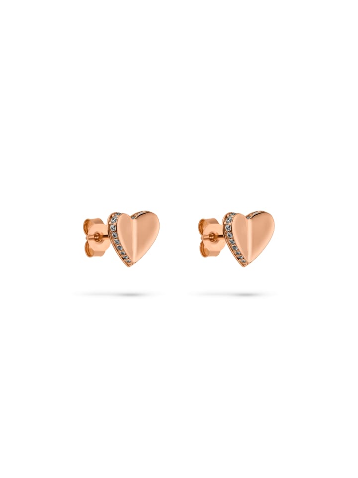 Ohrstecker Folded Heart in roségold