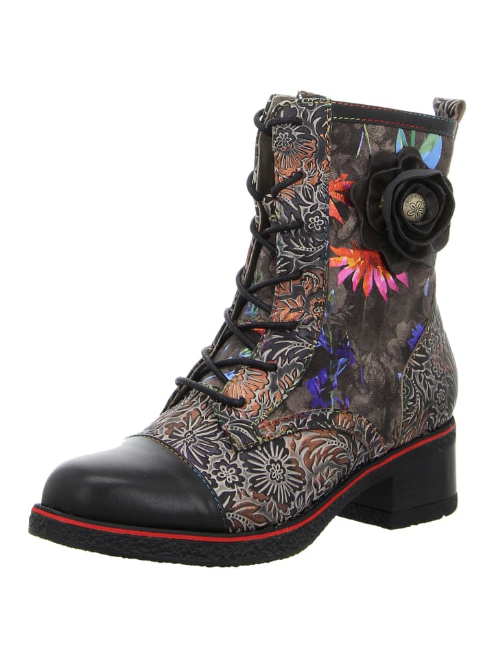 Schnürstiefelette in schwarz