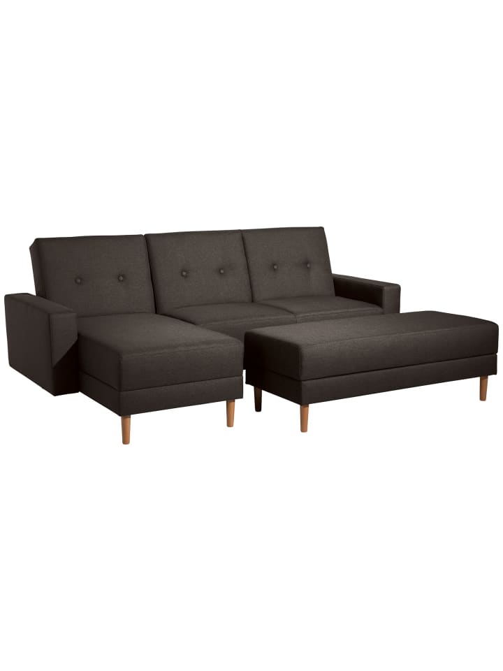 FUNKTIONSSOFA mit Hocker Kattie Flachgewebe schoko