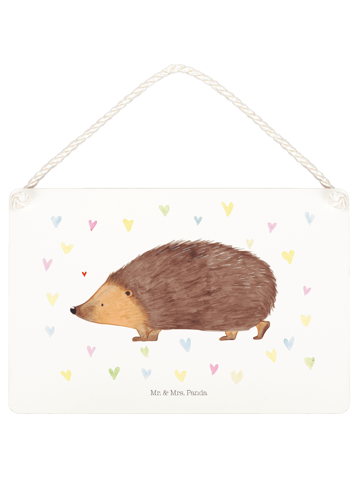 Schild Igel Herzen ohne Spruch in Weiß