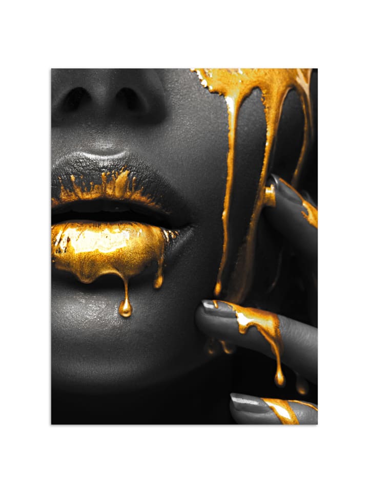 Poster Gesicht gold schwarz