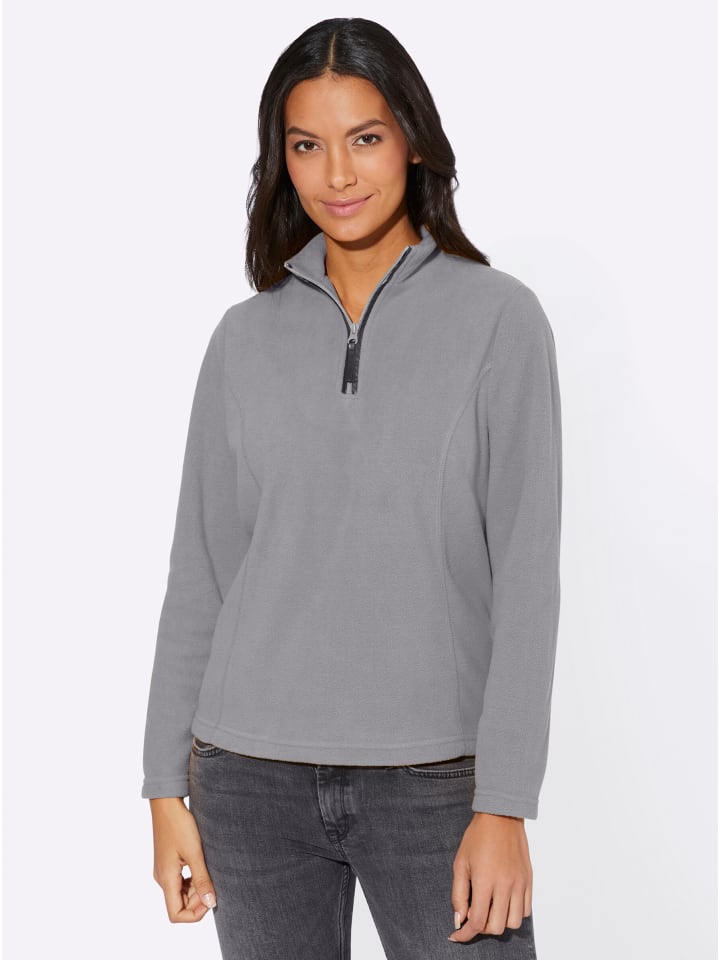 Fleece-Shirt in steingrau