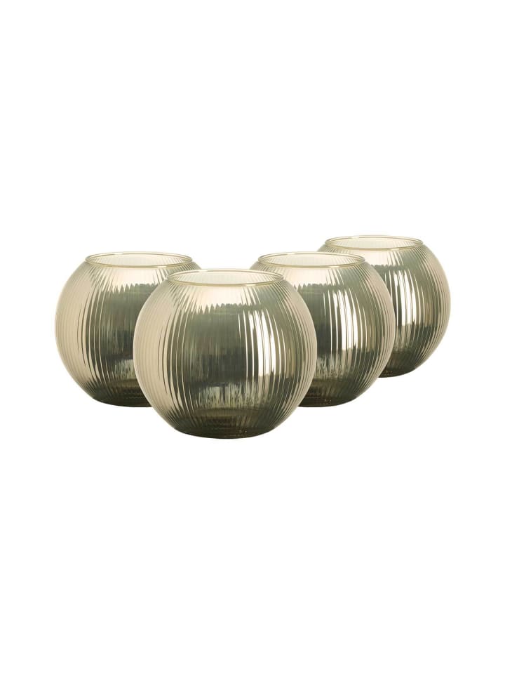 4er Set Windlichter Elysia in ø 19 cm in gold