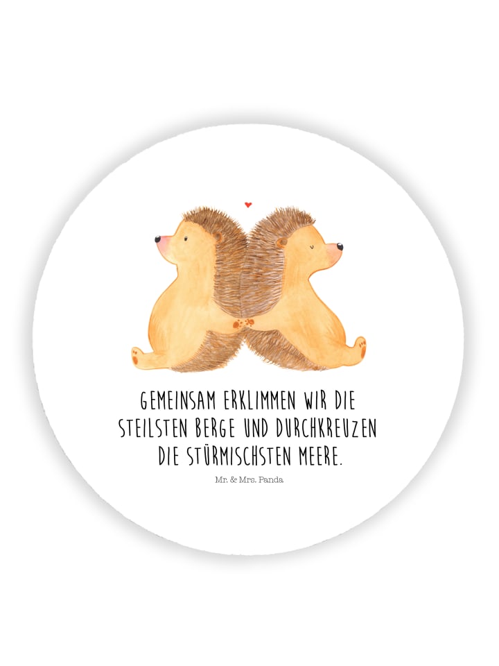 Kühlschrankmagnet Igel händchenhaltend mit Spruch in Weiß