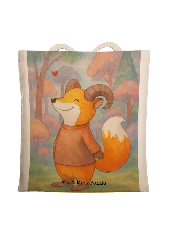 Canvas Tasche Widder Astologie Design ohne Spruch in Weiß