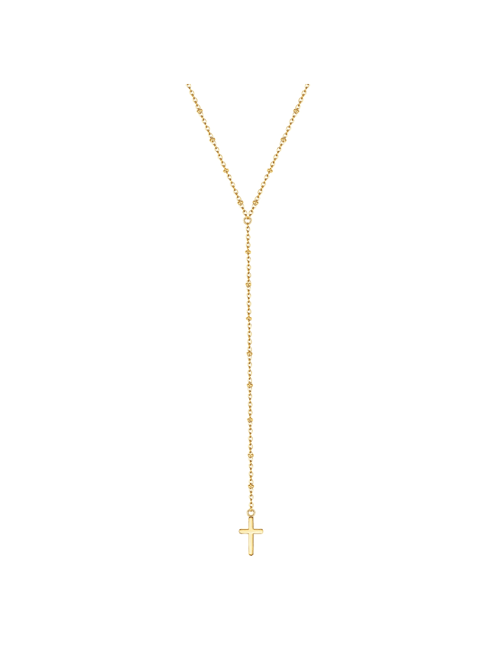 Halskette Kreuz aus Edelstahl in gelbgold