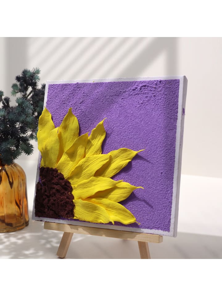 Exlusive 3D-Strukturmalerei Set – Sonnenblume lila