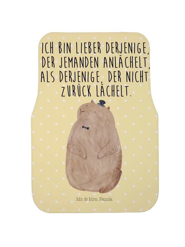 Auto-Fußmatte Murmeltier mit Spruch in Gelb Pastell
