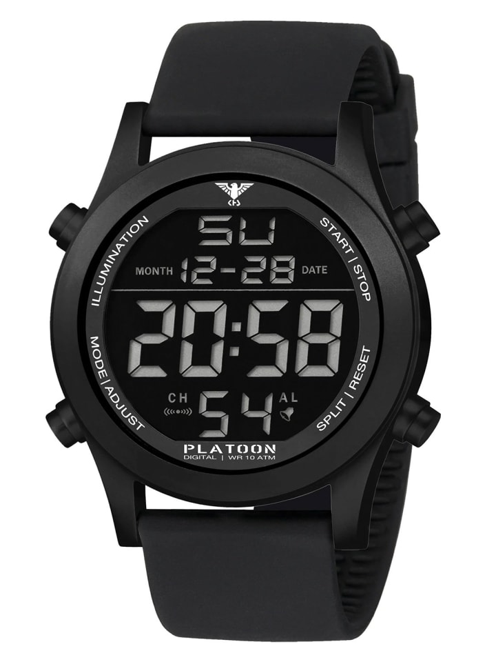 Digital-Herrenuhr Platoon Schwarz Silikonband