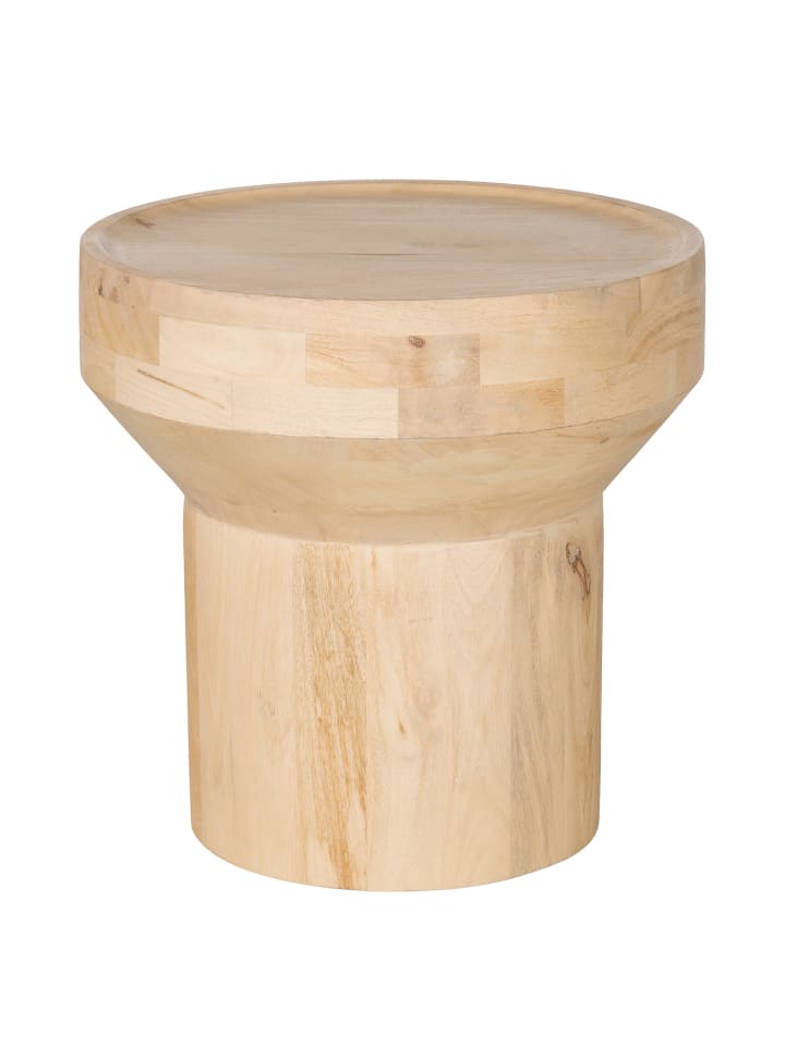 home24 Massiver Beistelltisch aus lackiertem Mangoholz in Schwarz in Mango