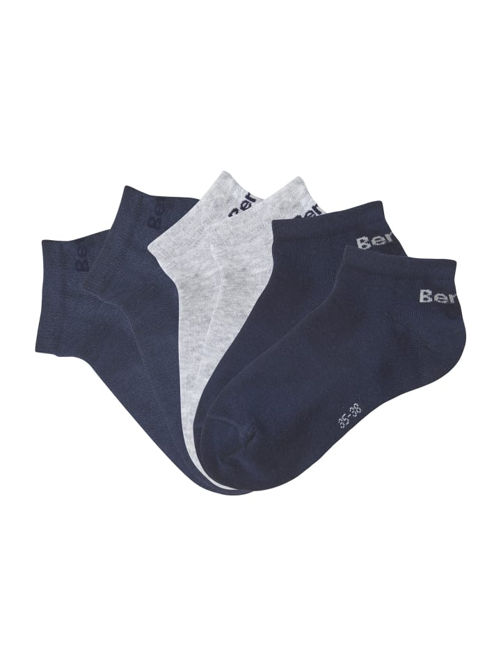 Sneakersocken in 2x marine, 2x hellgrau meliert, 2x dunkeljeans