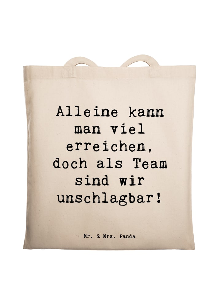 Beutel Spruch Im Team zuMenschmenarbeiten mit Spruch in Creme
