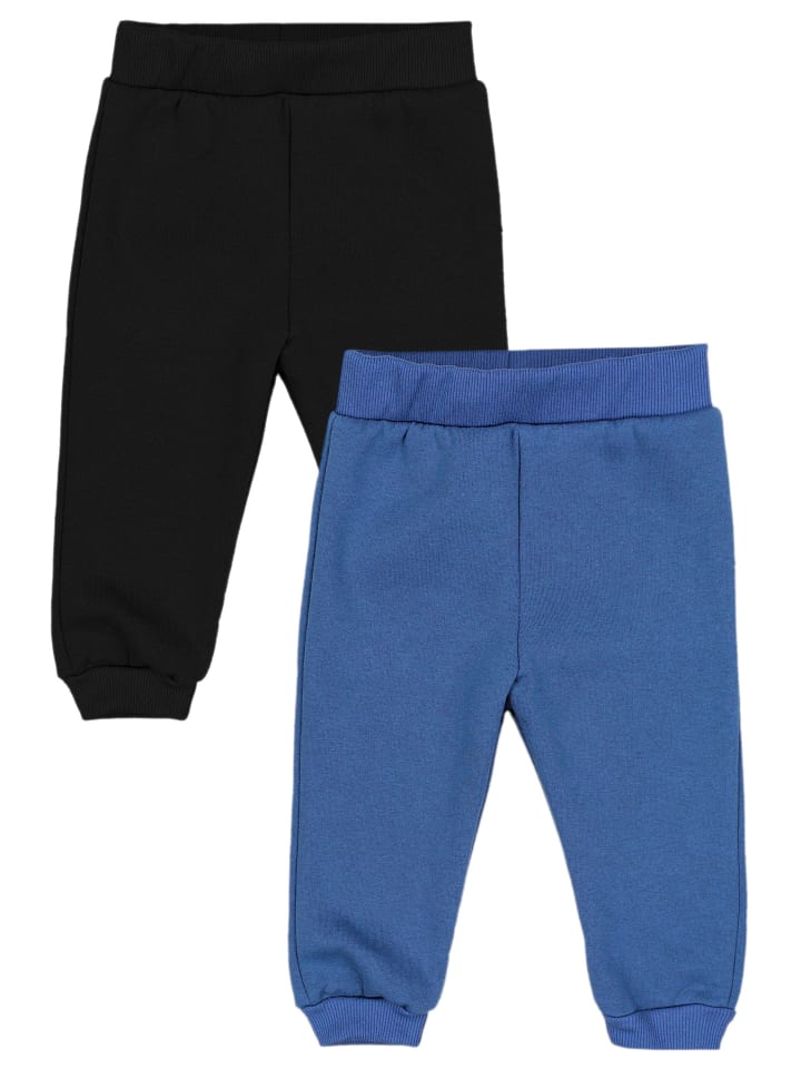 Baby Jungen Hosen Fleece Angeraut Winter 2er Pack in schwarz/blau