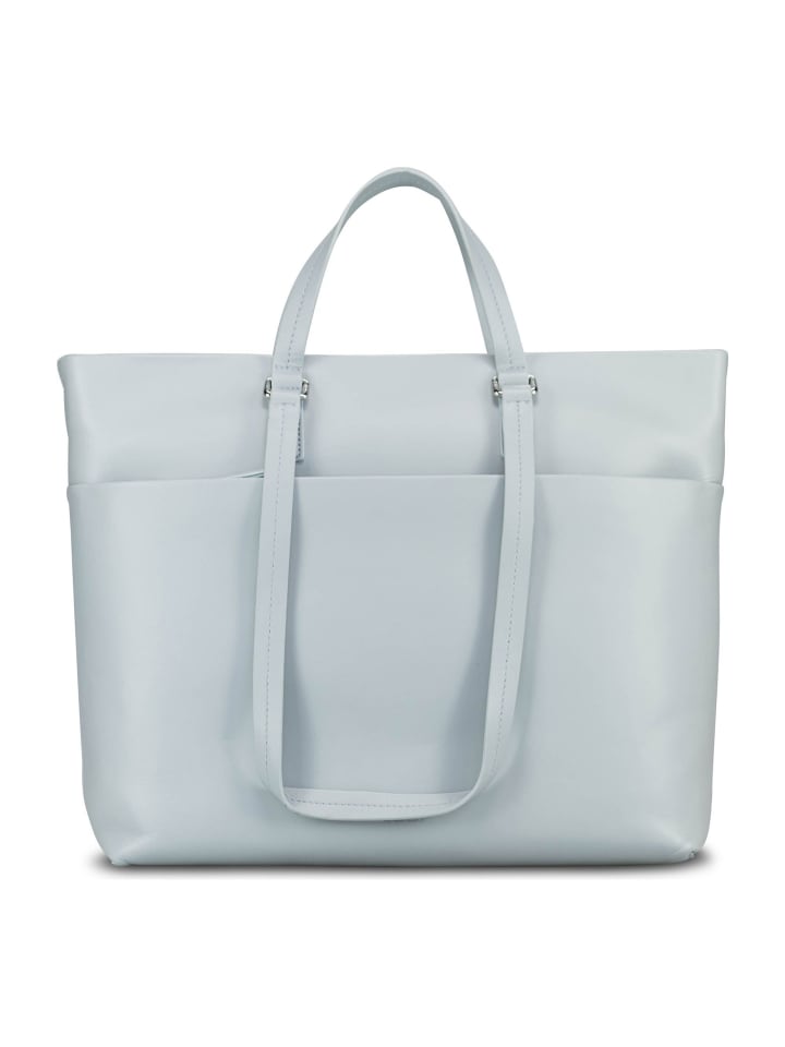 Arva Schultertasche Leder 36 cm misty blue