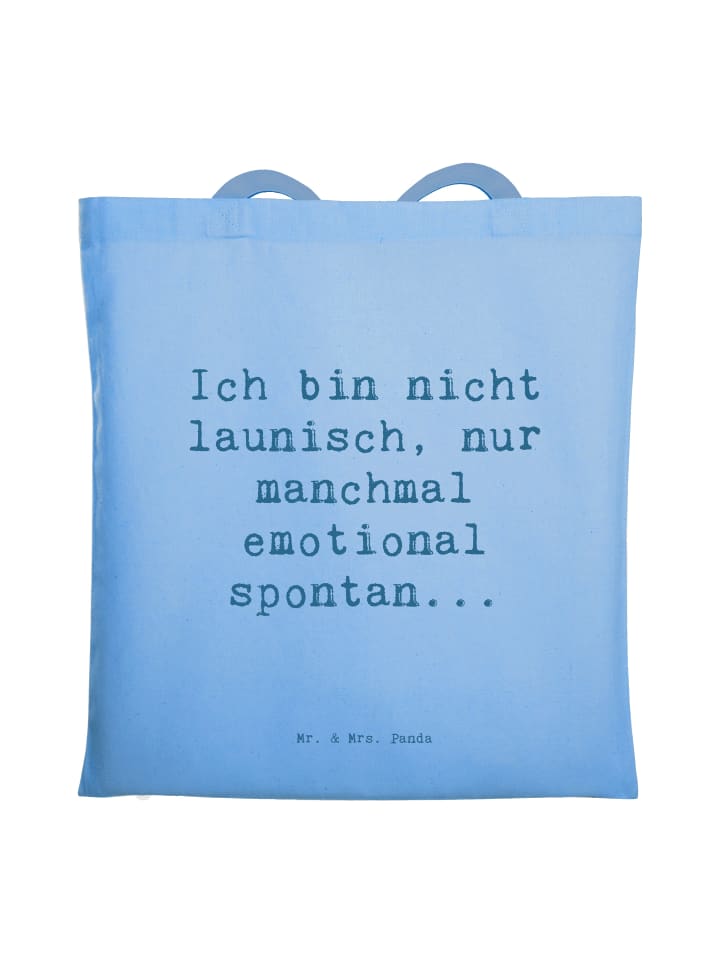 Stofftasche Spruch Emotionen ausdrücken mit Spruch in Sky Blue