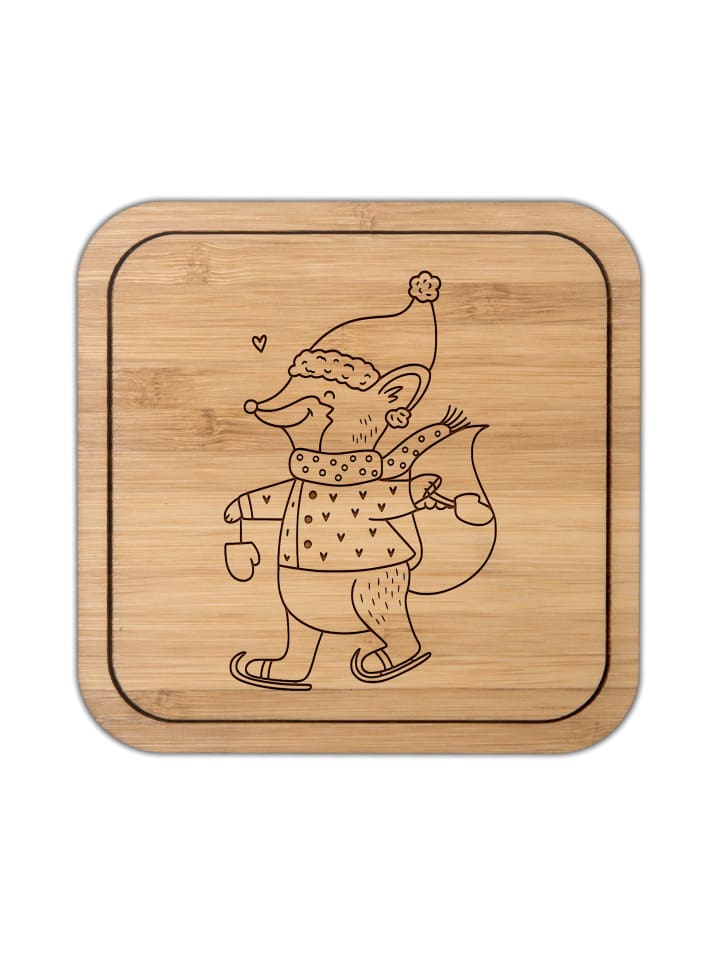 Bierdeckel Fuchs Schlittschuhe ohne Spruch in Transparent