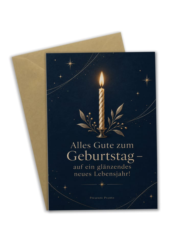 Geburtstagskarte Kerze luxuriös Design mit Spruch in Weiß