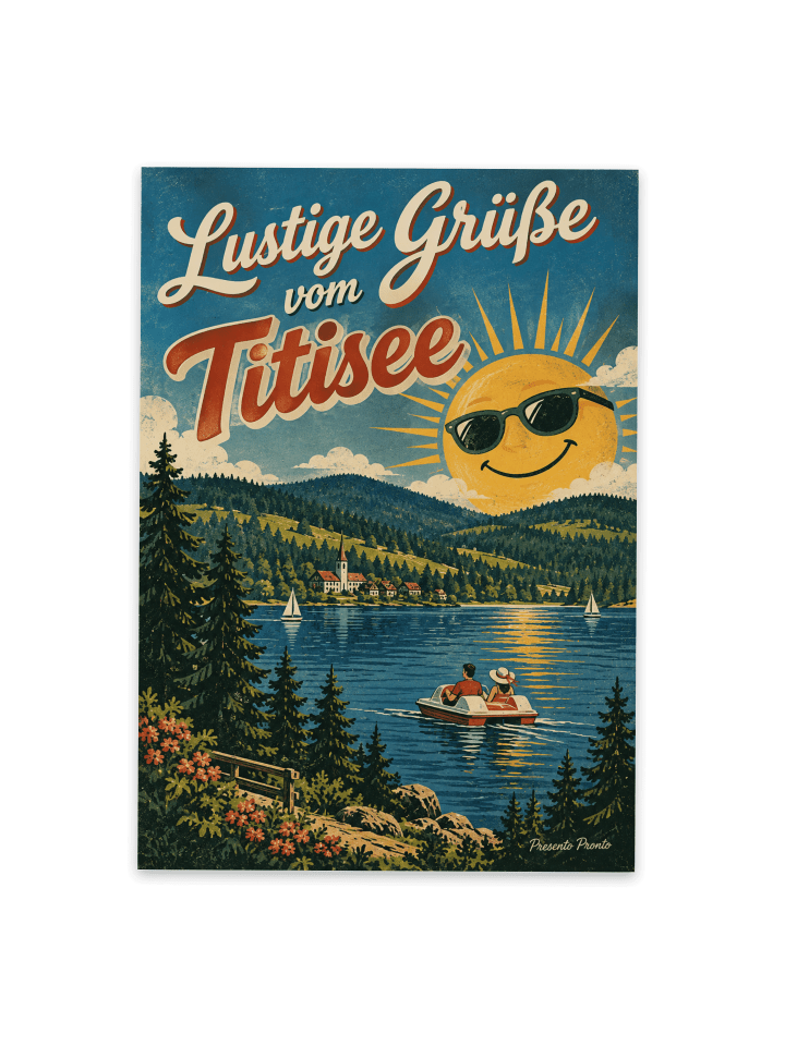 Postkarte Sonne nostalgisch Design mit Spruch in Weiß