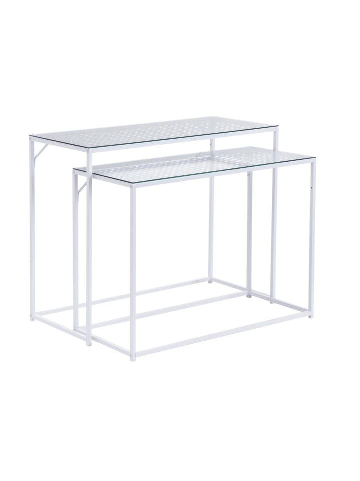 Konsolentisch in Weiß / Glas / 100x40x77