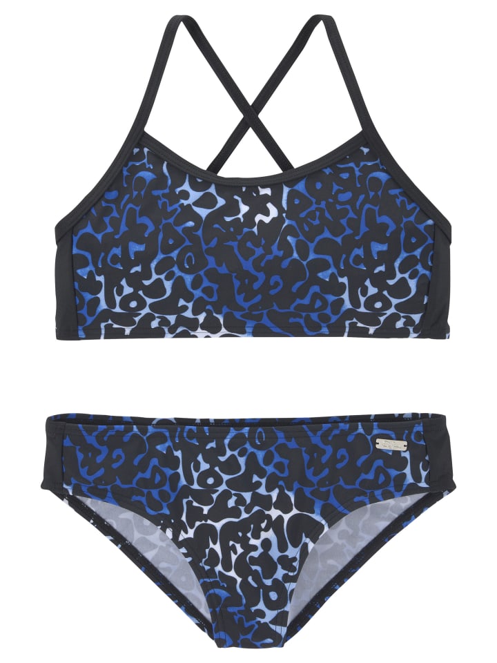 Bustier-Bikini in blau bedruckt