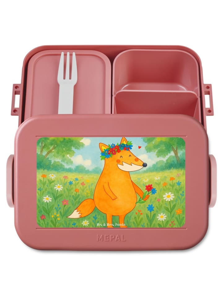 Brotdose Fuchs Blumen Design ohne Spruch in Rot Pastell